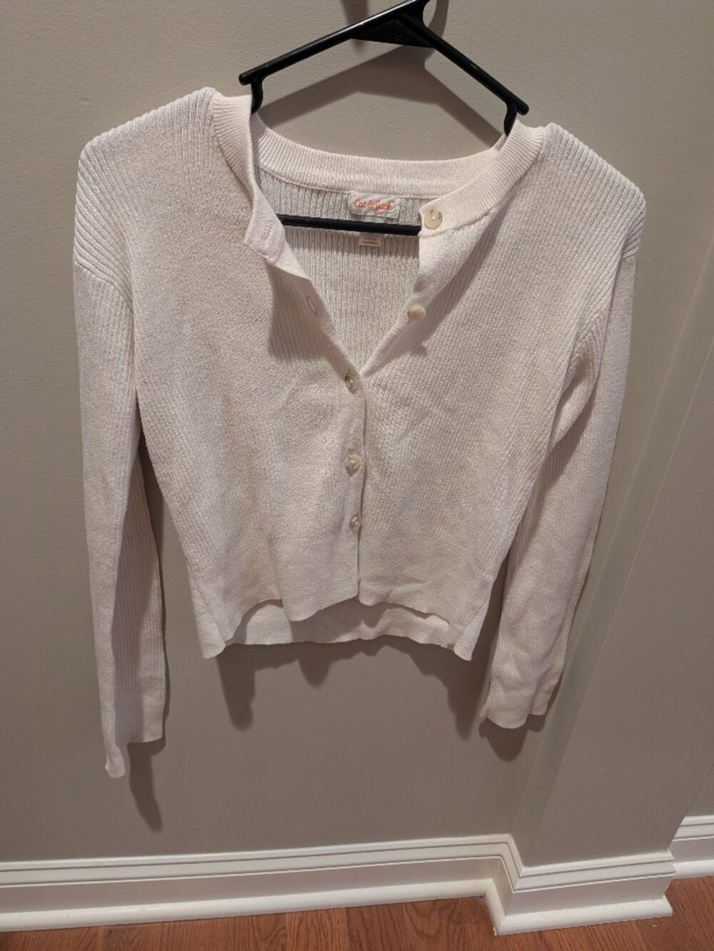 Cat & Jack Textured Ribbed Long Sleeve Top - Cream